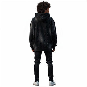 Sweat à capuche de haute qualité en coton tricoté 100% écologique, coupe oversize, lourd, style streetwear, patchwork de créateur, luxe, poche classique - Product Image 3