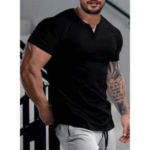 Camisetas Deportivas de Verano para Hombre, Personalizadas, Ajustadas, con Cuello en V, Camiseta de Gimnasio Informal de Algodón, Camisetas Deportivas Largas - Product Image 4