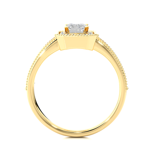 Bague Halo en Diamant de Laboratoire Certifié IGI 0,18 ct Taille Émeraude, Or Jaune Massif 14K 18K, Alliance de Mariage Unisexe Personnalisée - Product Image 6