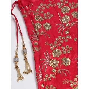 Ropa de boda de color rojo hipnótico satén bordado Lehenga Choli - Product Image 3