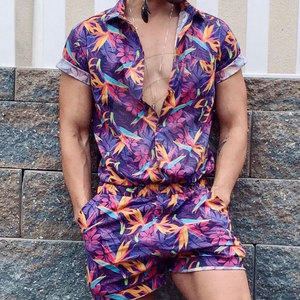 Combinaisons pour hommes, été, décontractées, légères, en coton, manches courtes, sport de plein air, vacances, mode tendance - Product Image 5