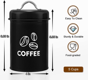 Metal Coffee Tea Sugar Canisters Set With Lid Stylish Black Kitchen Storage Containers Perfect For Pantry Organization - Product Image 2