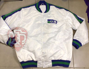 Chaqueta Varsity Blanca de Satén de los Seattle Seahawks - Product Image 3