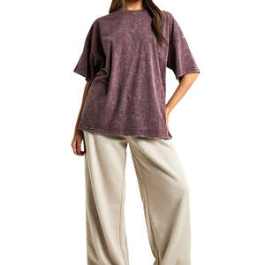 Camiseta Oversize para Mujer, Algodón Grueso, Lavado Ácido, Personalizable con Gráficos, Estilo Vintage - Product Image 3