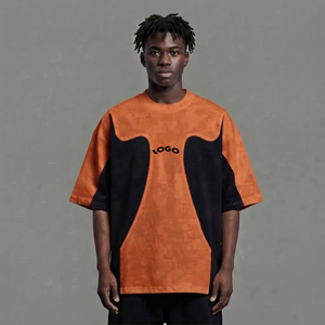 Camiseta de hombre con logo frontal, estilo urbano, transpirable, con bloques de color, manga corta, ribete en contraste, cuello redondo, informal, de algodón, talla Regular - Product Image 1