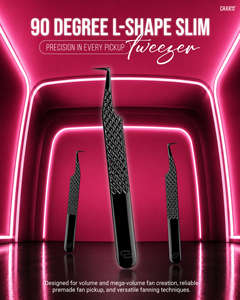 Pince à cils CharmLash Fiber Grip pour une préhension précise, idéale pour les extensions de cils en volume, les éventails faciles et les éventails préfabriqués, usage professionnel en salon. - Product Image 5