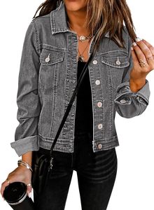 Veste en jean pour femme, vintage, en coton bleu, décontractée, boutonnée, streetwear, premium, légère, confort quotidien, coupe ajustée - Product Image 2
