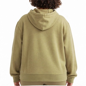 เสื้อฮู้ดผ้าฝ้ายสีเขียวมะกอกแบบเรียบง่าย บุขนด้านใน ระบายอากาศได้ดี เหมาะสำหรับฤดูหนาว ทรงหลวม สวมใส่สบาย สไตล์สตรีทแวร์ ยูนิเซ็กส์ ไซส์พลัส - Product Image 2