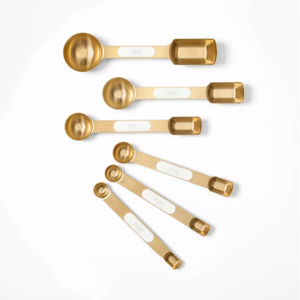 Gold Color Spoon <b>Set</b> With Double Side Pouring Unique Handcrafted Elegance Design Cutlery Spoon <b>Set</b> For <b>Measuring</b> Liquid & Powder - Product Image 1