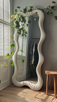 Olive Wood Modern Wall Mirror with Live Edge Detail Handmade Eco-Friendly Natural Design