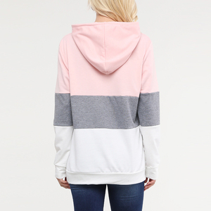 Sudadera con Capucha para Mujer, Diseño Color Block, Manga Larga, Tejido de Mezcla de Algodón, Estilo Casual para Otoño, con Bolsillos - Product Image 6