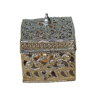 High Quality Silver Plated Square Shape Brass & Glass <b>Tealight</b> Jar - Product Image 1