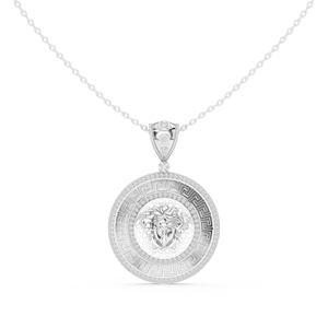 Collar Clásico con Colgante de Medusa en Plata de Ley con Detalles de Diamantes, Diamantes de Laboratorio de Alta Calidad, Unisex, para Uso Diario - Product Image 1