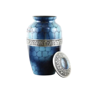 Urna Funeraria Elegante Azul y Dorada, Diseño Clásico para un Tributo Atemporal y un Homenaje Digno a los Seres Queridos - Product Image 5