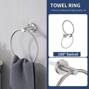 Brushed Nickel Bathroom <b>Hardware</b> Set 4-Piece Wall Mounted Stainless Steel Towel Bar Robe Hooks Includes 16-Inch Hand Towel Bar - Product Image 4