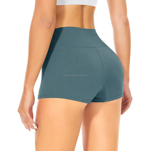 Pantalones cortos de gimnasio para correr para mujer, pantalones cortos activos transpirables de alto impacto atléticos de Color sólido con bolsillos para teléfono en blanco liso - Product Image 4