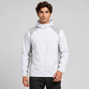 Veste coupe-vent à capuche rouge pour homme, fermeture éclair, légère, sportive, pour la course à pied, printemps - Product Image 5