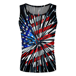 Camiseta sin mangas con estampado de sublimación de la bandera estadounidense, camiseta sin mangas para gimnasio, camiseta sin mangas de poliéster, camiseta sin mangas para correr, proveedor de ropa deportiva atlética - Product Image 4
