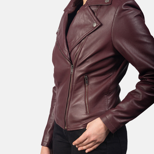 Veste en cuir pour femme de haute qualité en peau de mouton tissée, respirante, imperméable, design moderne slim fit matelassé, vestes en cuir personnalisées - Product Image 6