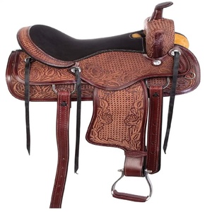 Selles en cuir de style occidental haut de gamme sur mesure pour l'équitation sur sentier et les courses de barils au ranch - Product Image 1