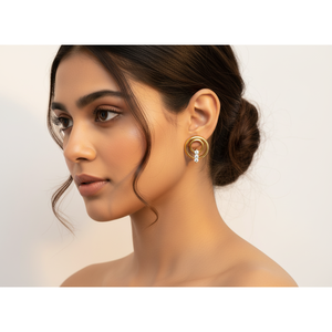 Boucles d'oreilles clous cercle concentrique en or 10 carats, diamant de laboratoire VVS1, bijoux minimalistes, vente en gros, fabricant sur mesure - Product Image 5