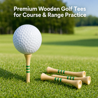 Tees de golf en bois naturel imprimés avec logo anneau vert, tees de golf en bois stables, tees de golf réutilisables pour l'entraînement, vente en gros en vrac