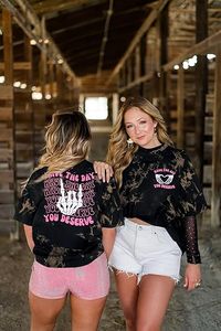 Camiseta Deserve Day con estampado de esqueleto divertido, informal, holgada, con gráficos, Tops - Product Image 5