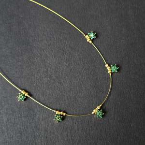 Green AD Stone Floral Invisible Chain Fine Jewelry Set - Product Image 2