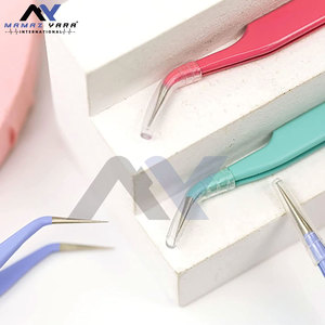 2PCS Stainless Tweezers Straight Curved Tweezers Pink Stickers Eyelash <b>Extensions</b> Precision Electronics <b>Nail</b> Rhinestone - Product Image 6