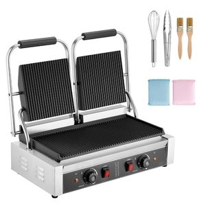 Griglia Elettrica Commerciale per Panini 3600W in Acciaio Inox, Doppia Piastra per Sandwich con Controllo della Temperatura, Attrezzatura da Cucina Professionale - Product Image 1