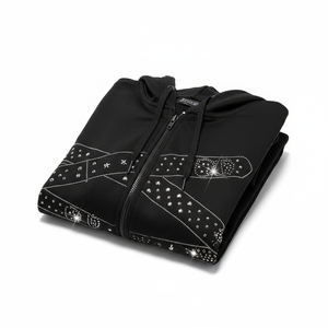 Ensemble de survêtement décontracté orné de strass pour un usage quotidien – Sweat à capuche et pantalon de survêtement brillants de qualité supérieure - Product Image 5