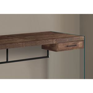 Scrivania per Computer Moderna Contemporanea 48''L in Laminato Marrone con Vetro Temperato Trasparente e Cassetti Portaoggetti per Ufficio Domestico e Lavoro con Laptop - Product Image 3