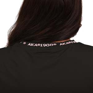 Camiseta Negra de Cuello Redondo, Corte Holgado, 100% Algodón, Impresión en Serigrafía, Cuello Redondo, Logotipo Personalizado, AKA 1908 - Product Image 4