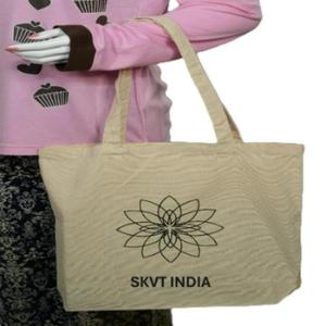 Sacs fourre-tout en toile de coton réutilisables en gros avec fermeture éclair, broderie, designs variés, couleurs unies, mode féminine, plage, quotidien - Product Image 1