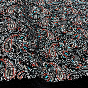 Velvet Embroidered Fabric Indian Embroidered Velvet Fabric Luxury Fabric <b>for</b> Abaya Kaftan Wedding Dress Wholesale Export Markets - Product Image 3