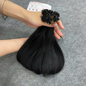Prix de gros Cheveux humains vietnamiens 100% naturels, pointe en K, couleur noire, brillants, sans nœuds, sans perte, prêts à être expédiés - Product Image 1