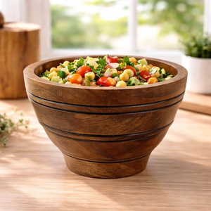 Tazón de Madera Redondo Multiusos Ecológico para Ensaladas, Frutas, Sopa, Arroz, Utensilios de Cocina de Madera Resistente - Product Image 4