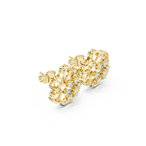 Pendientes de Diamantes Cultivados en Laboratorio, Oro de 14K y 18K, Chapados en Rodio, Diseño Floral en Espiral, Clásicos, 0.50CT DEF VVS, Regalo de Aniversario para Mujer - Product Image 3