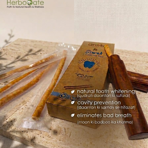 Premium Natural Organic Miswak Dental Stick Pack of Five Herbal Oral Care Sticks with Wooden Holder Miswak For <b>Tooth</b> Whitening - Product Image 1