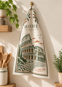 Paño de Cocina de Algodón Premium |   Toalla de Cocina Estampada con Diseño de Ramas de Olivo del Coliseo de Roma, Italia |   Viajes a Italia y Decoración del Hogar - Product Image 3