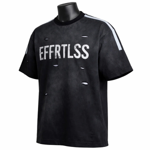 Camiseta Urbana de Diseño Innovador OEM, Tela Suave, Estilo Vintage, Lavado Ácido Negro, Impresión Serigrafiada, Estilo Streetwear - Product Image 2
