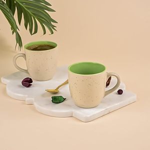 Luxurious Beige & Green Dotted Ceramic <b>Tea</b> <b>Mug</b> Set of 6 Microwave Safe Handmade Ins Cute Design Coffee Cups - Product Image 2