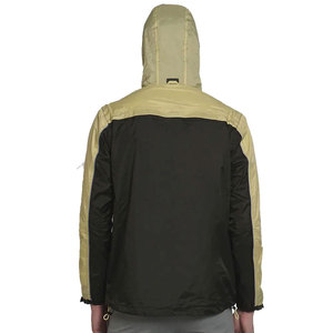 <b>Men's</b> Yellow Black Hooded Puffer <b>Jacket</b> Windproof Zipper Closure Polyester Shell Casual Outdoor Autumn Wear Rain <b>Jacket</b> - Product Image 4