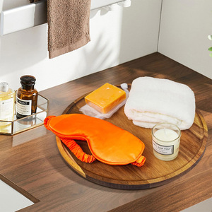 Plateau et plateau en bois d'acacia vintage de forme ronde pour servir le petit déjeuner café ou collations centre de table ou décor à la maison élégant - Product Image 4