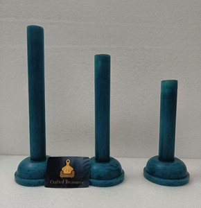 Cadeaux de Noël, ensemble de supports de bougies en résine époxy, cylindriques, bleu mat, décoration de la maison, vaisselle, décoration de mariage, cadeaux - Product Image 2