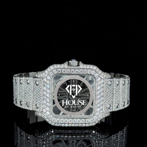 Reloj de Lujo con Diamantes Moissanite VVS, Esqueleto de Acero Inoxidable, Cuarzo Analógico, Alta Calidad, Estilo Hip Hop, Regalo de Joyería para Hombre - Product Image 1
