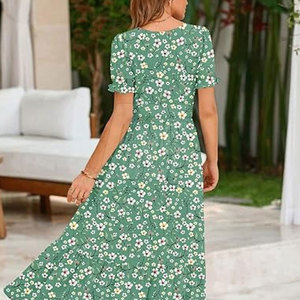 Vestido de vacaciones tropicales para mujer, informal, con estampado floral, ligero, para la playa, para viajes de verano - Product Image 5