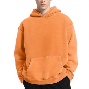 <b>Men's</b> <b>Orange</b> Oversized Hooded Fleece <b>Sweatshirt</b> Regular Fit Solid Color Casual Hoodie Pocket Design Autumn Wear - Product Image 6