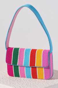 Pochette cosmétique brodée à motif vague avec design étoile de mer, poignée souple, fermeture éclair, style bohème, petite capacité - Product Image 5