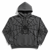 Sweat à capuche pour homme en coton 100% avec motif toile d'araignée, design araignée 3D, streetwear décontracté, polaire, hiver